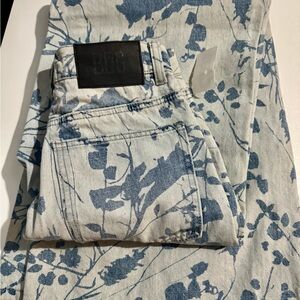 BDG Men's Light Denim Jeans with Blue Floral Print